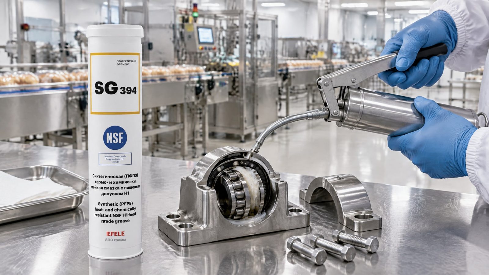 Нанесение EFELE SG-394 на подшипники для высокой температуры.