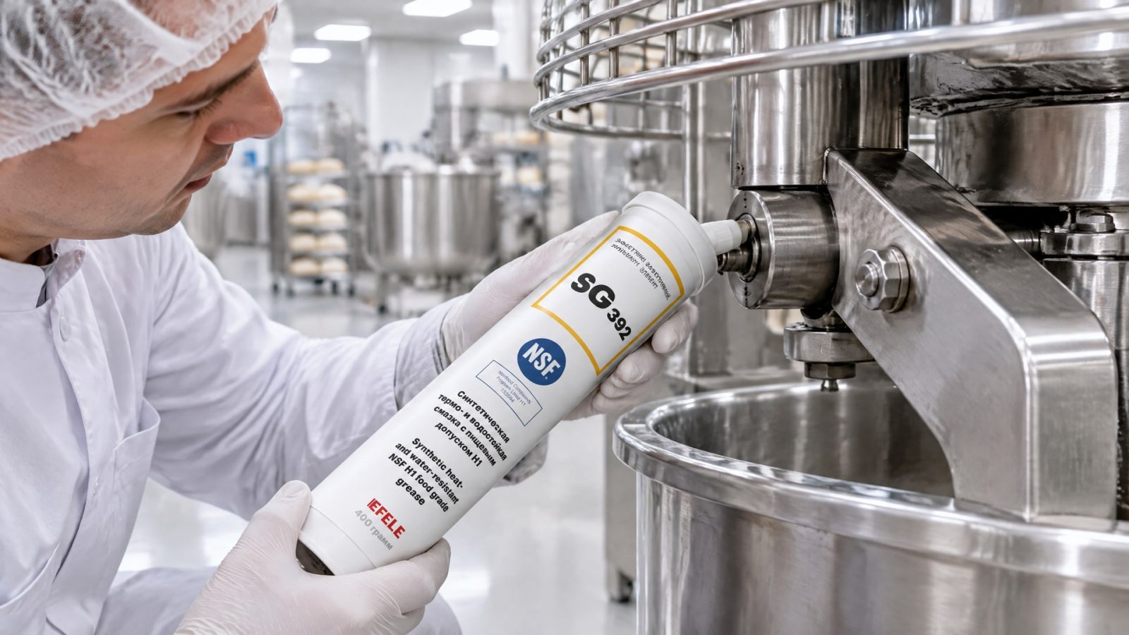 Рука в перчатке наносит EFELE SG-392 для защиты от вибраций оборудования.