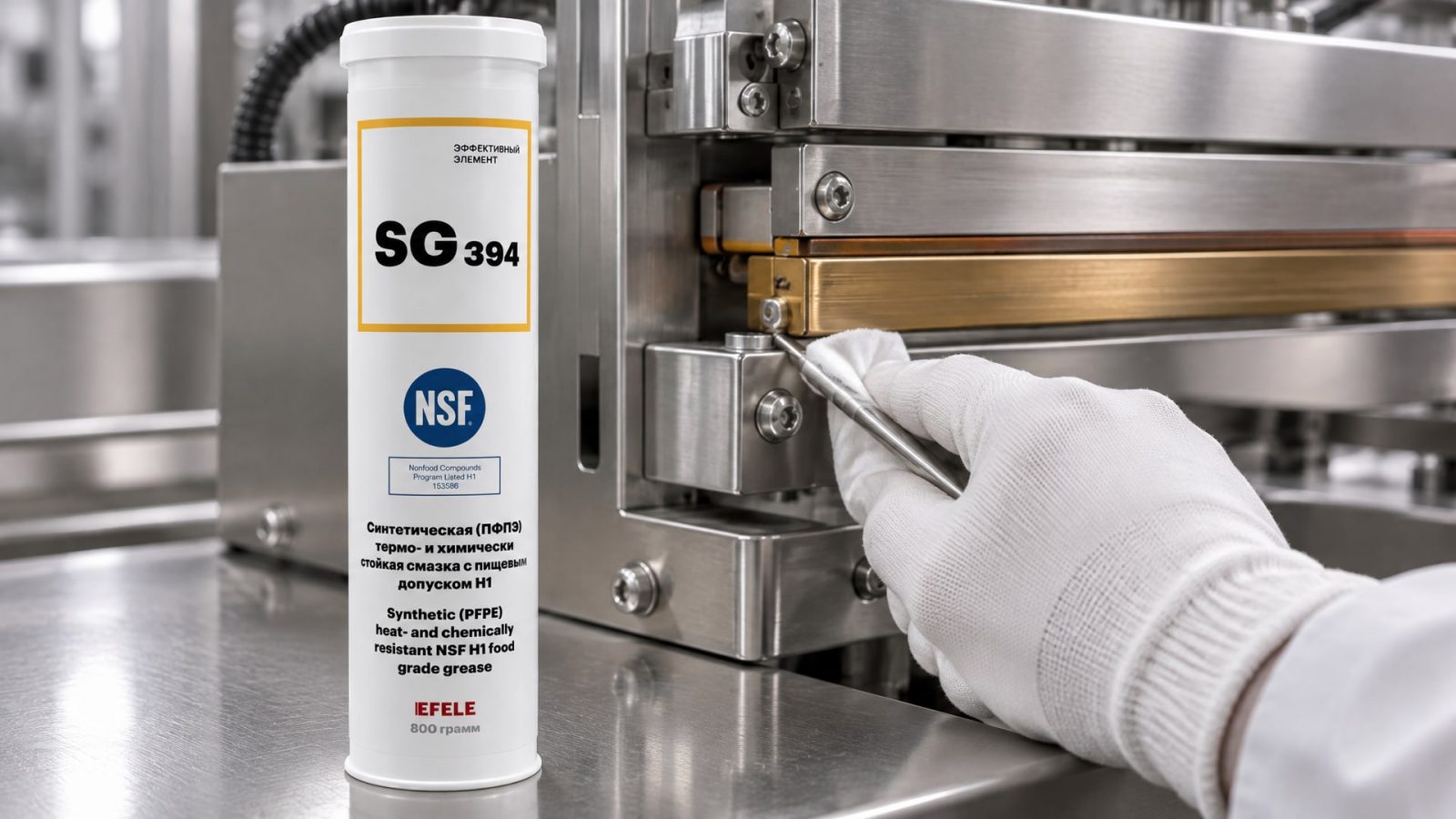 Нанесение EFELE SG-394 (термо-химстойкая, NSF H1) для защиты продукта.